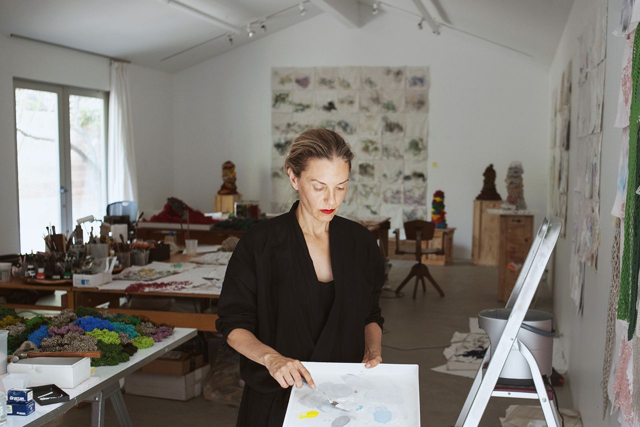 Artist Liza Lou in her studio