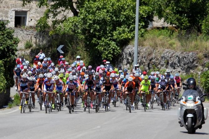 The bunch on the first climbing test of the 2013 race