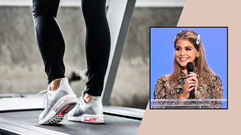 Lauren Giraldo image and shoes on treadmill