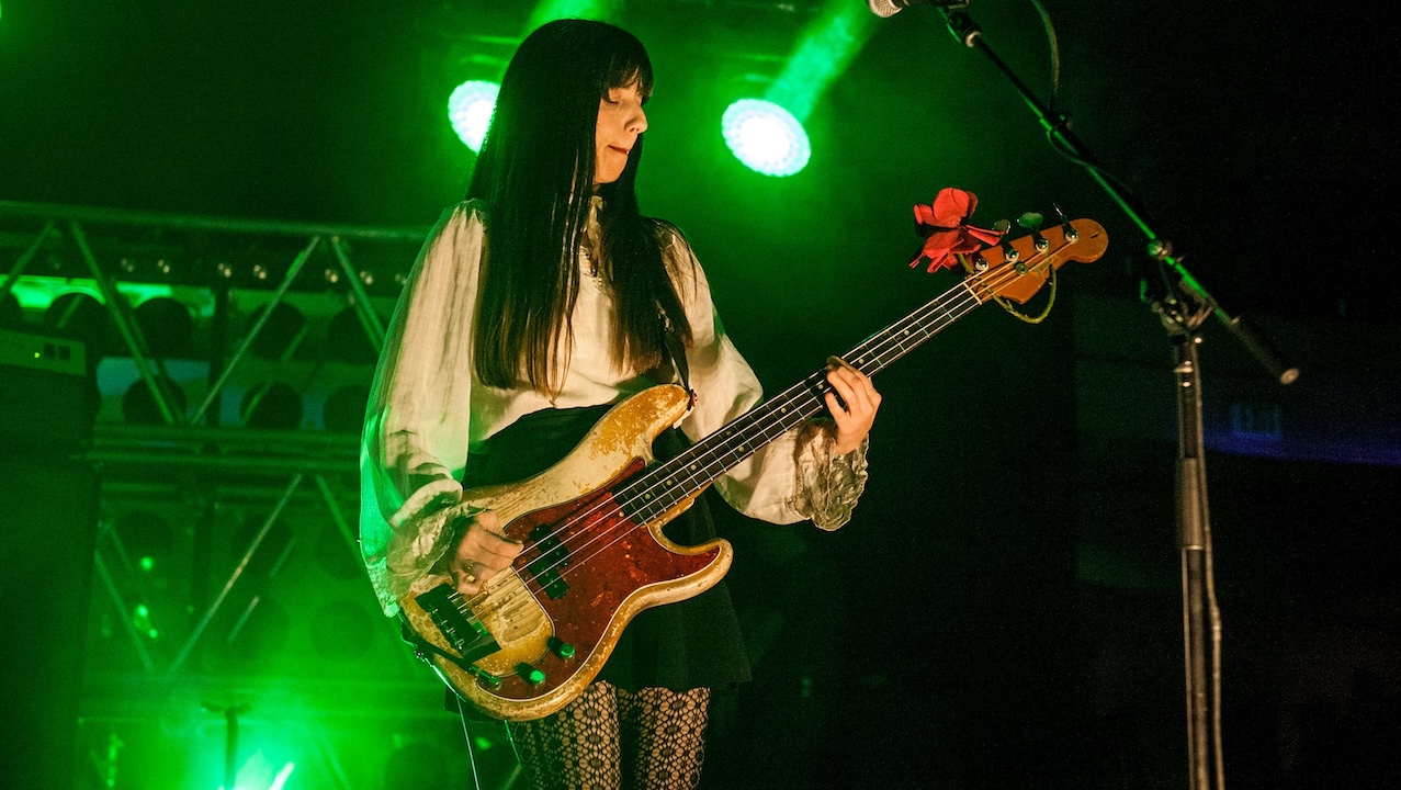 Paz Lenchantin of Pixies performs at Hollywood Palladium on December 13, 2017 in Los Angeles, California.