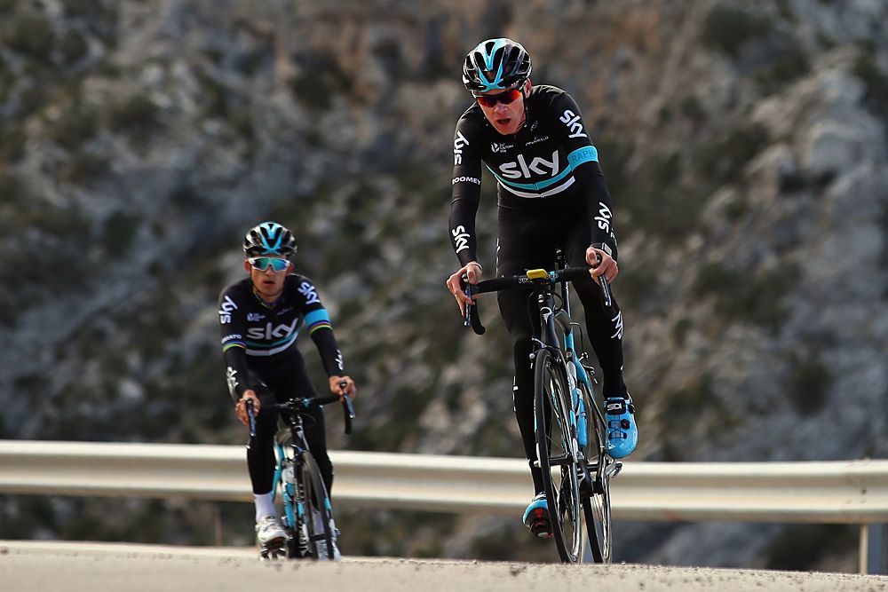 Chris Froome and Michal Kwiatkowski at the Team Sky training camp in Mallorca