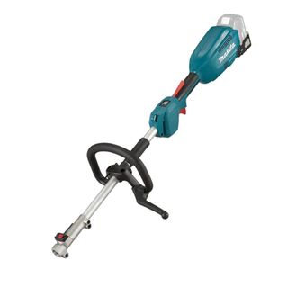 Green and black Makita Brushless Cordless Split Shaft Multi Tool on a white background