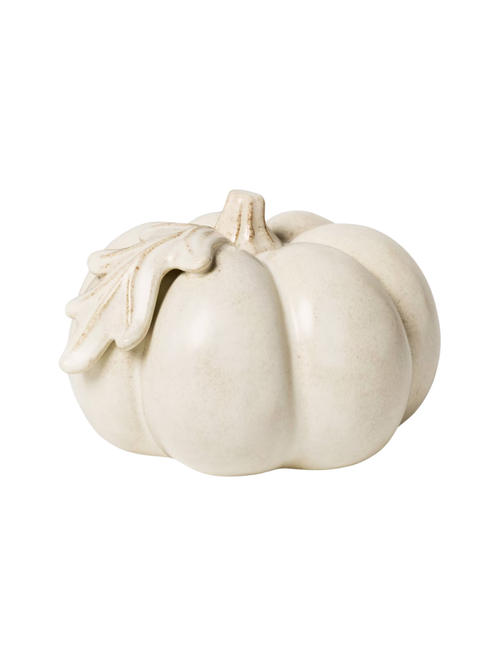 Small Botanical Ceramic Pumpkin Cream