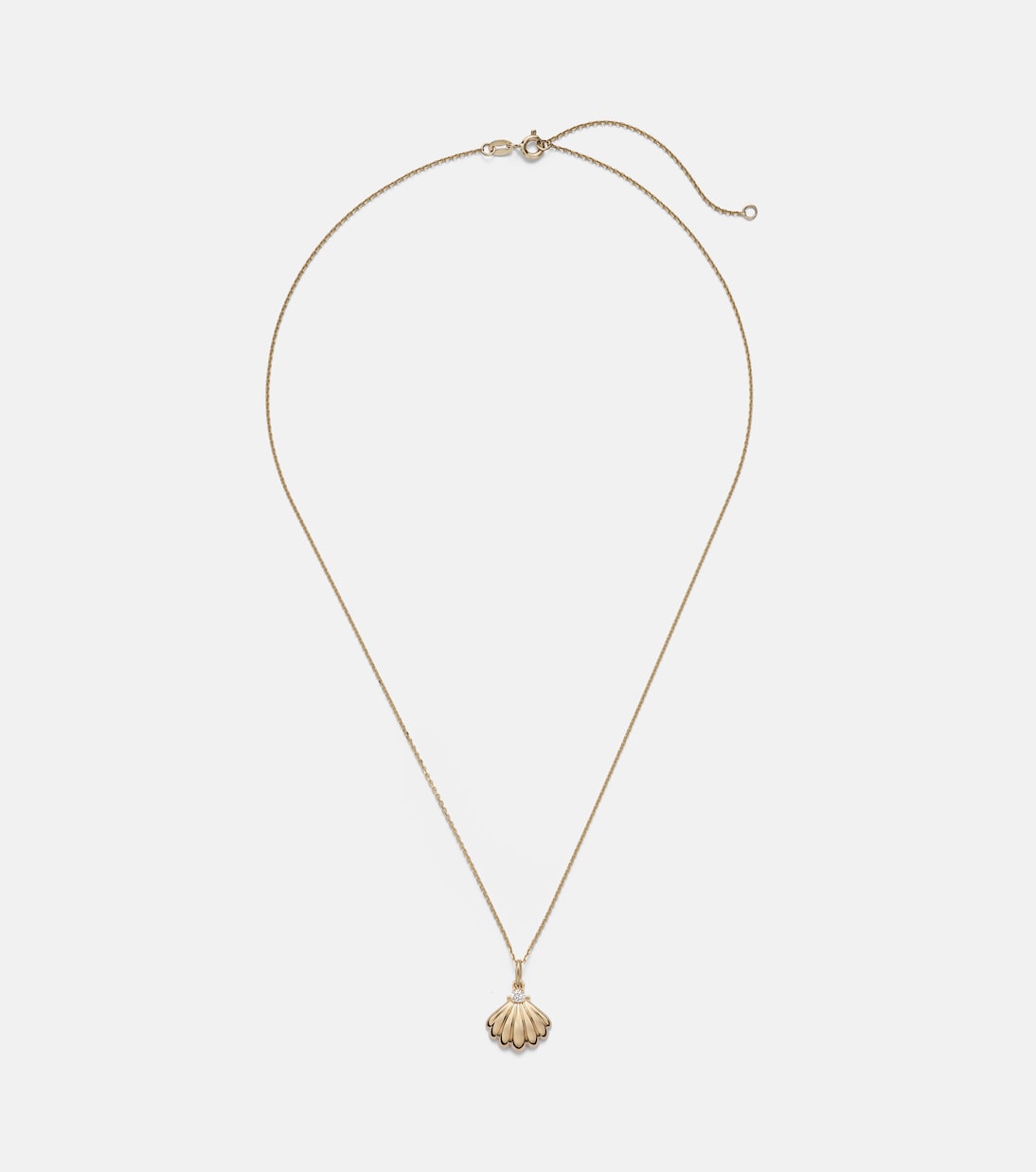 Vintage Scallop Shell 14kt Gold Necklace With Diamonds in Gold - Stone and Strand
