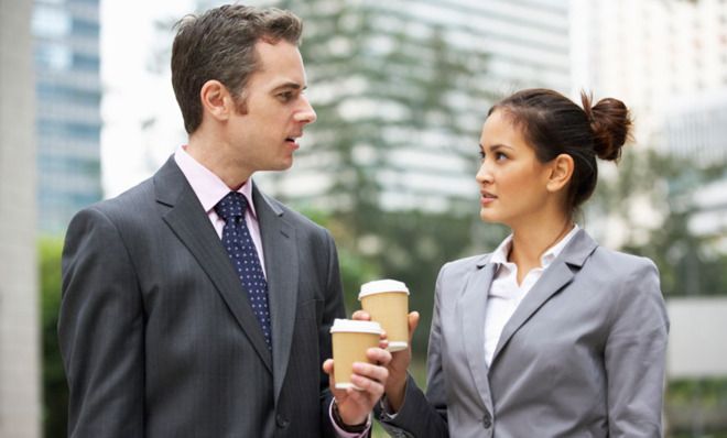 Associates drinking coffee