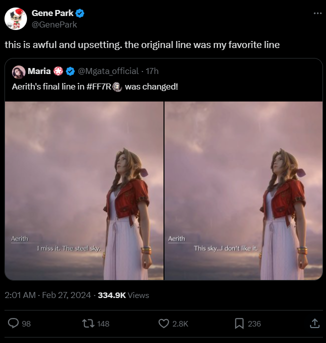 Final Fantasy 7 Remake's final scene gets a script change 2 days before ...