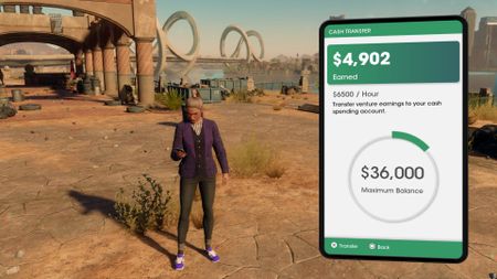Saints Row cash transfer app income screen