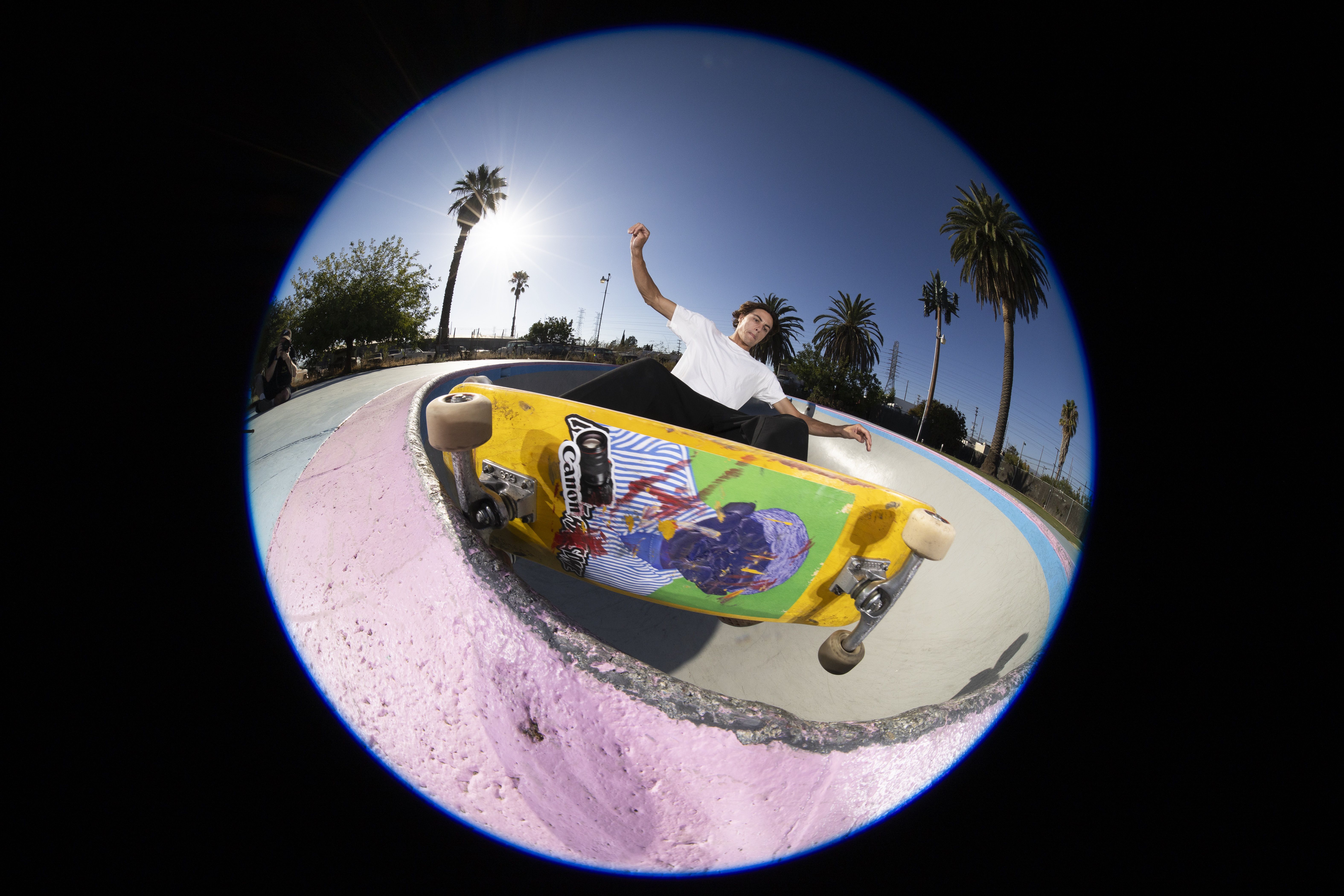 Sample images of skateboarders photographed with the new Canon RF 7-14mm f/2.8-3.5 L Fisheye STM