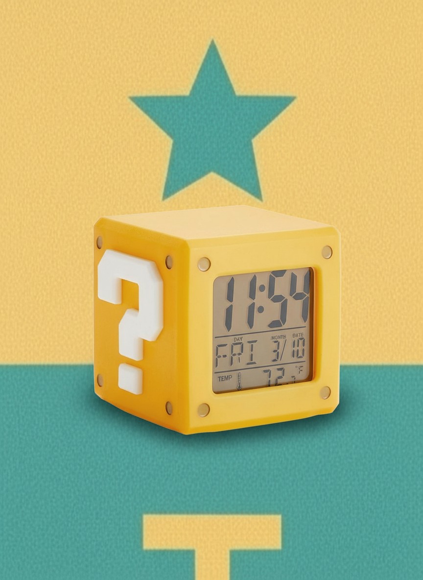 Super Mario™ Question Mark Block Light-Up Alarm Clock
