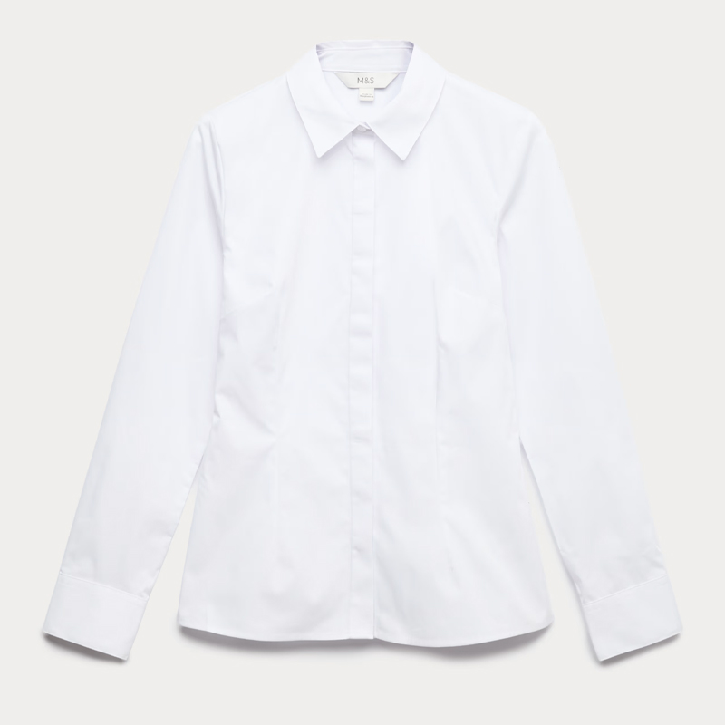 white fitted M&amp;amp;S shirt