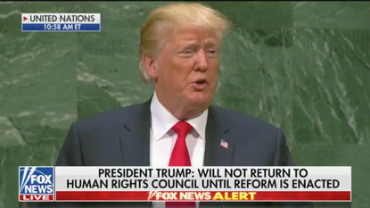 President Trump speaks at the UN.