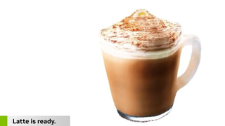 A demo of Nvidia LATTE3D, a model that converts text prompts into 3D models. In this case, "Cinnamon spice latte with whipped cream".