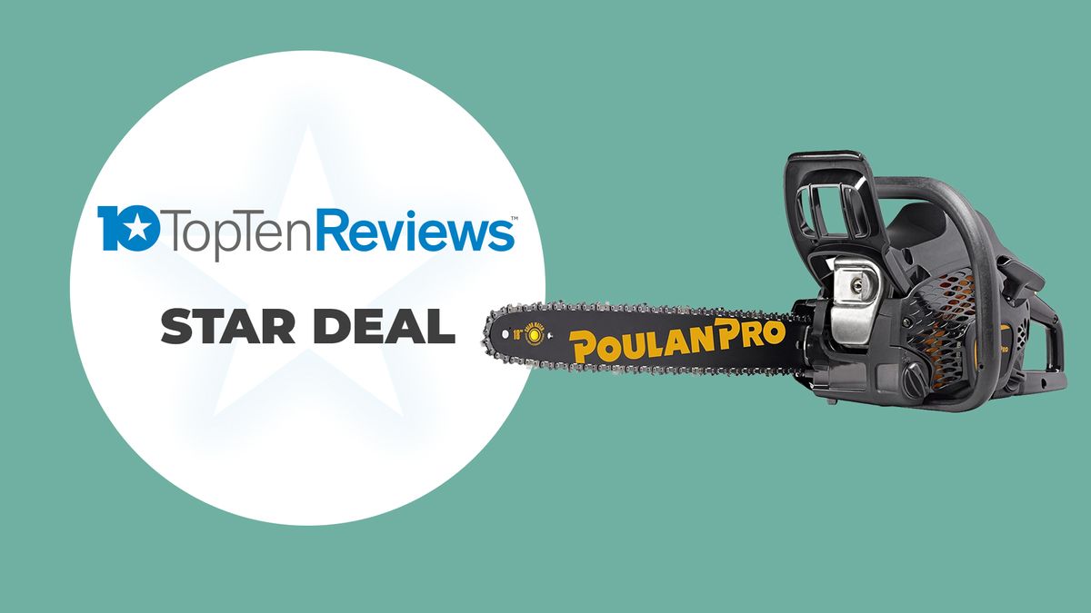 poulan chainsaw deal on a green background