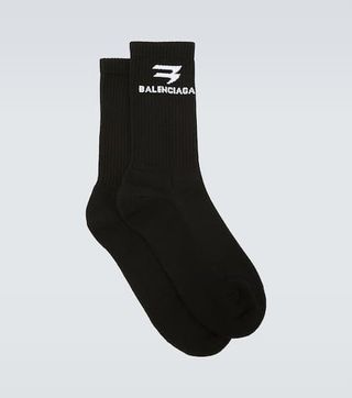 Logo Ribbed-Knit Socks