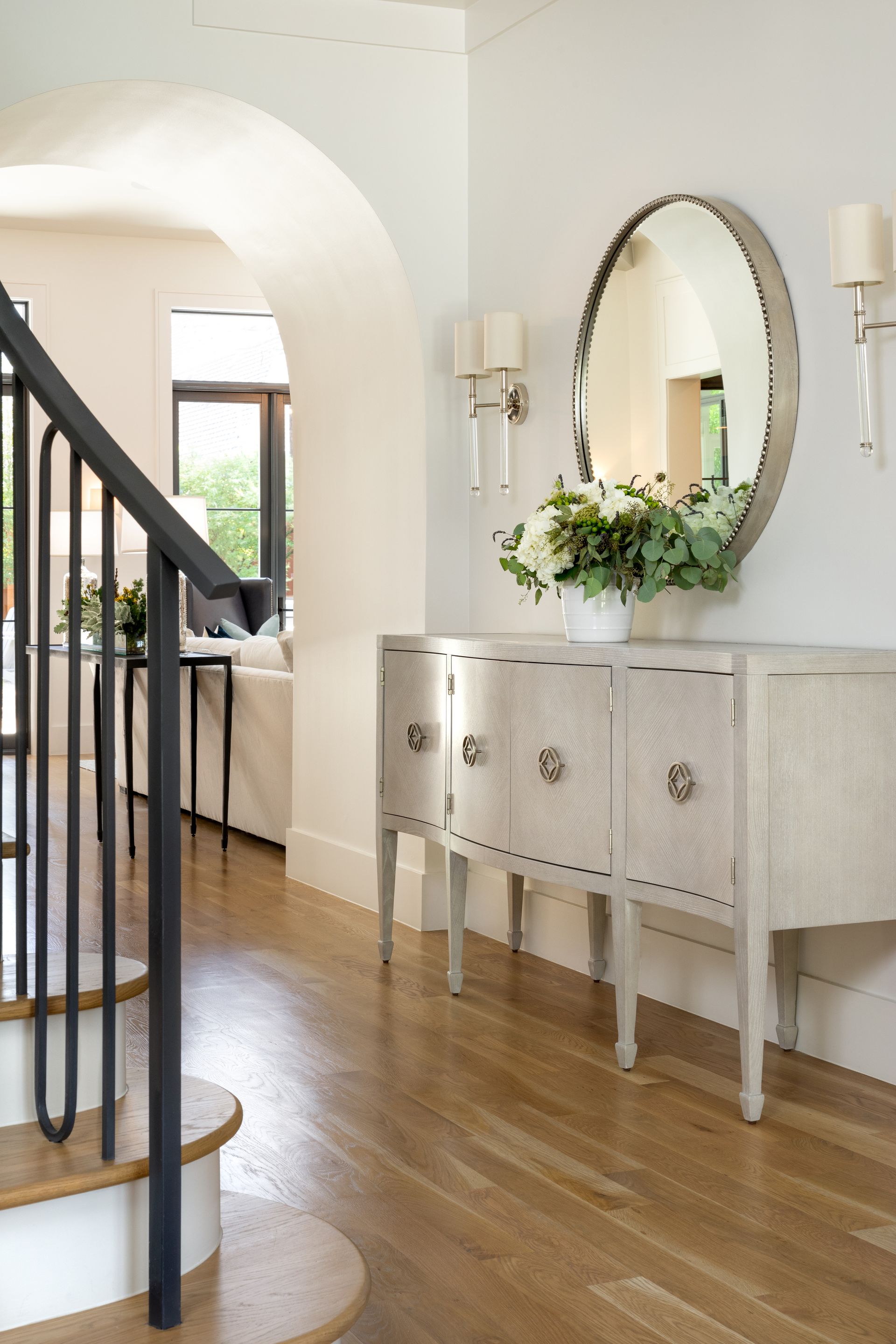An elegant, gold-tinted unit at the entryway