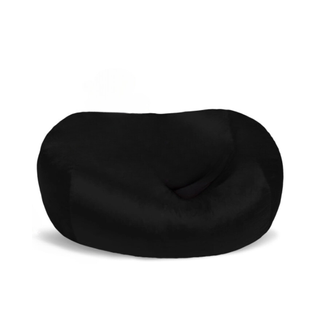 A black bean bag chair