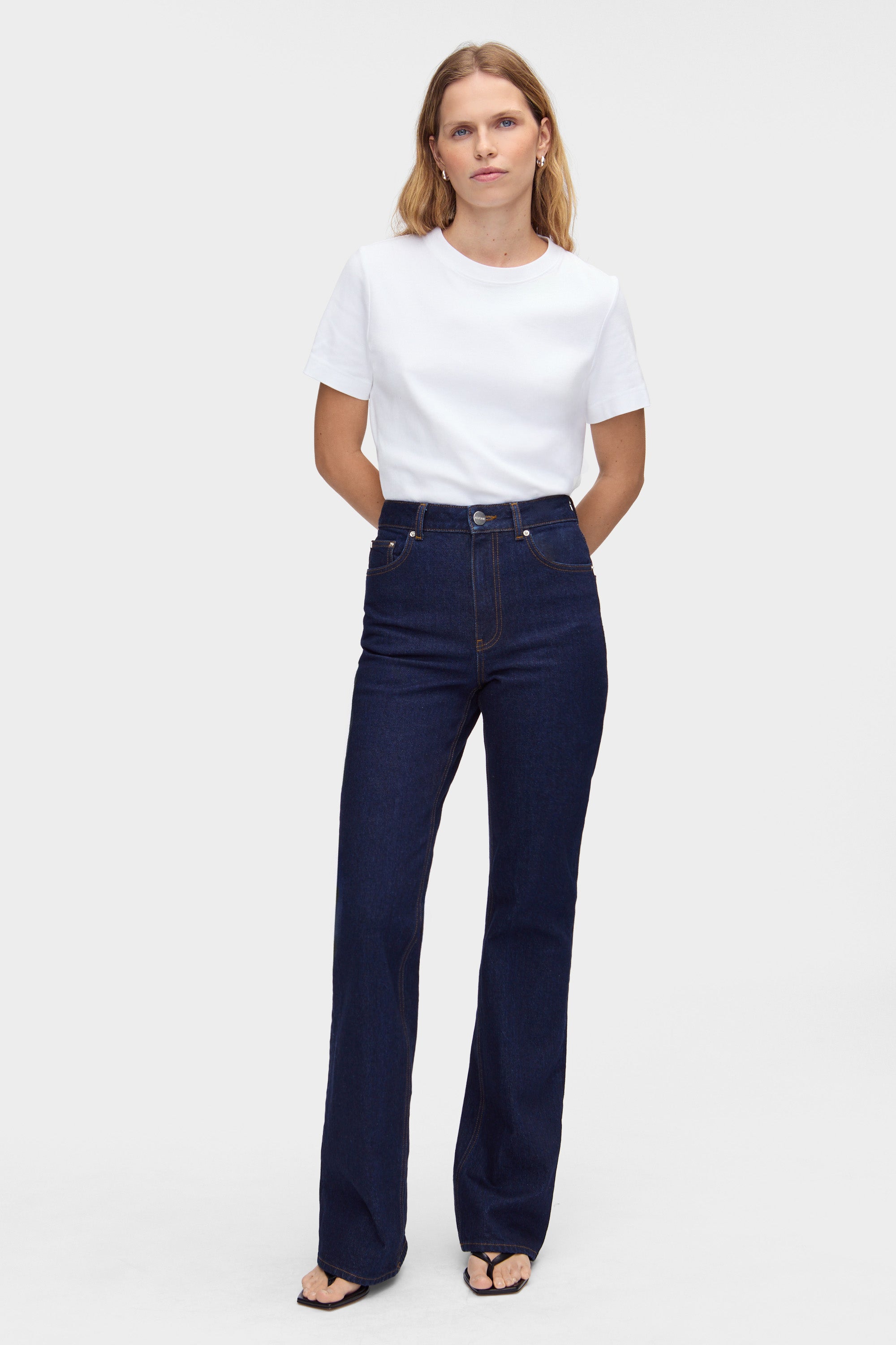 Mid Rise Straight Flare Jeans