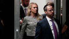 natalie harp in a grey blazer at Trump's hush money trial