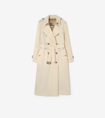 Long Tropical Gabardine Waterloo Trench Coat in Stone Beige - Women | Burberry&amp;reg; Official