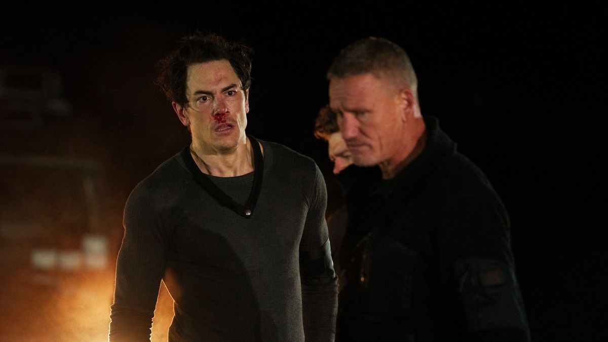 Tom Sandoval and Jason Fox standing outside in the dark in Special Forces: World&#039;s Toughest Test season 2