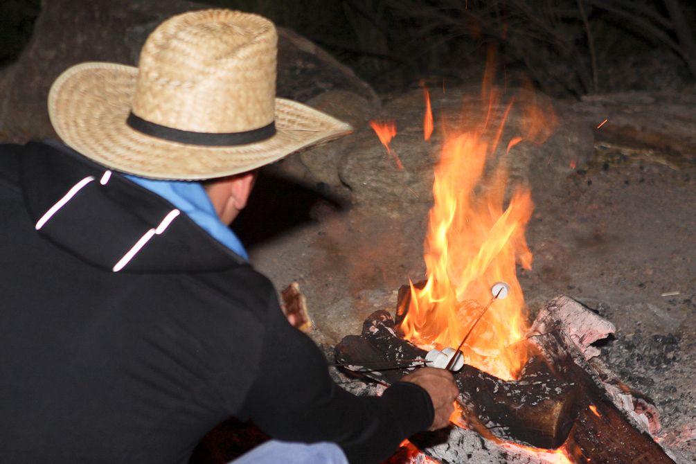 One of the Polartec-Kometa riders gets in on the marshmallows