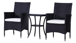 Two outdoor armchairs and side table