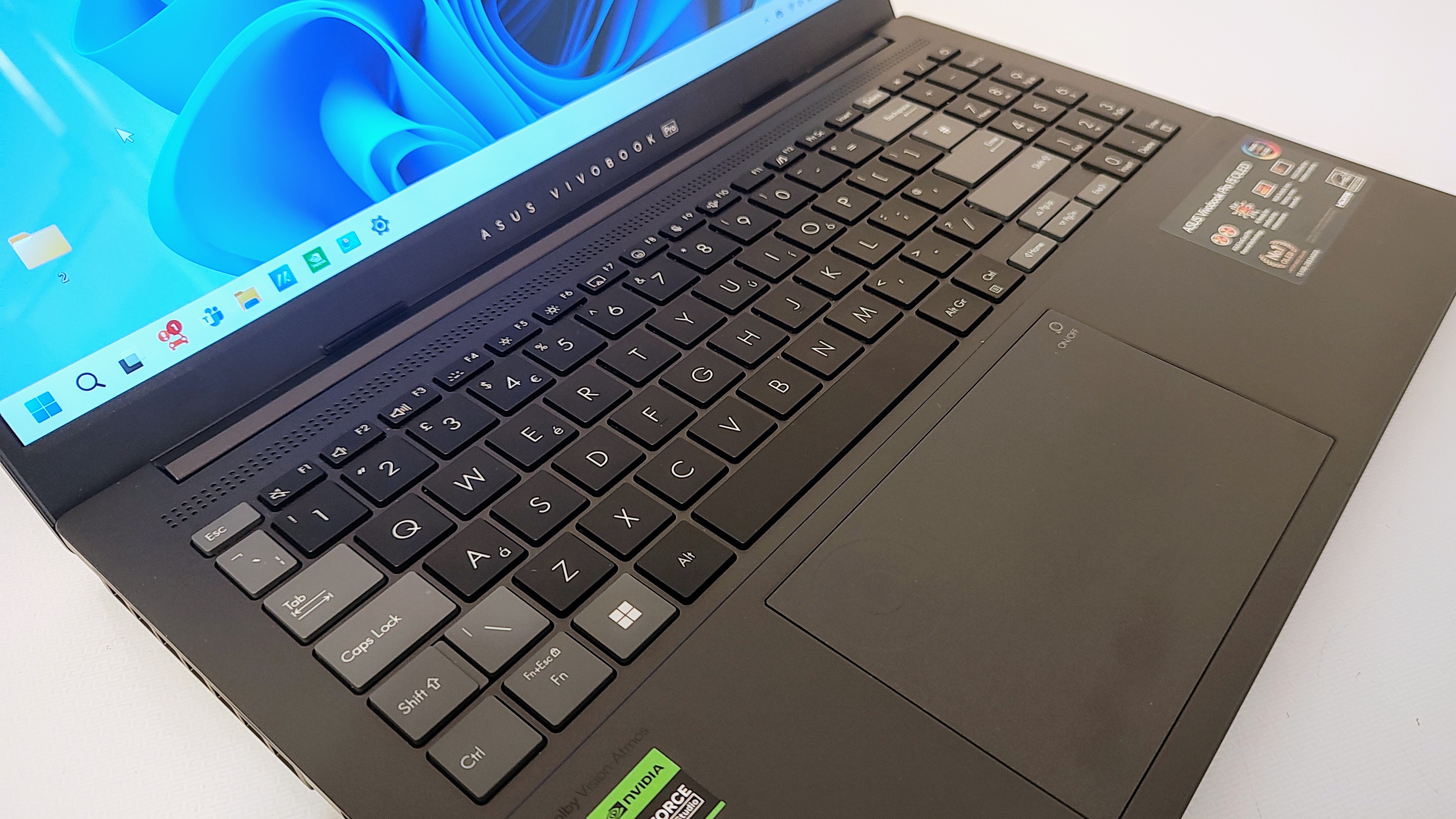 The keyboard and touchpad on the Asus Vivobook Pro 15