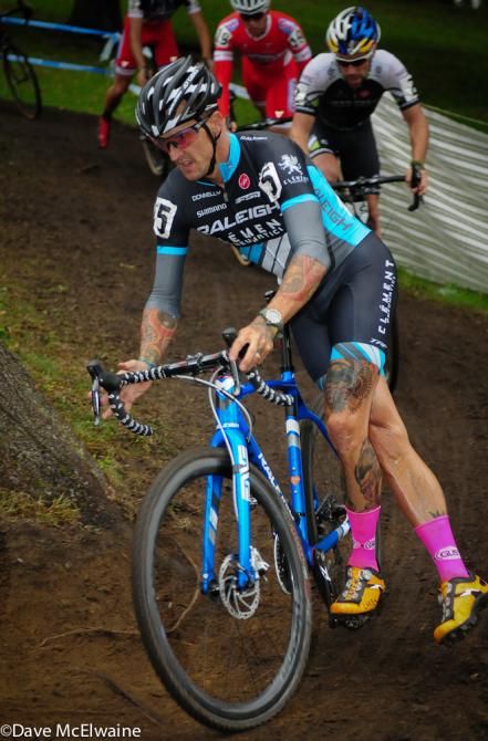 Ben Berden (Raleigh Clement) leading the race on lap two