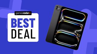 iPad Pro 11-inch on a blue background with best deal badge