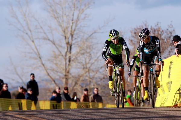 Ben Berden (Raleigh-Clemente) watches his back for a possible attack.