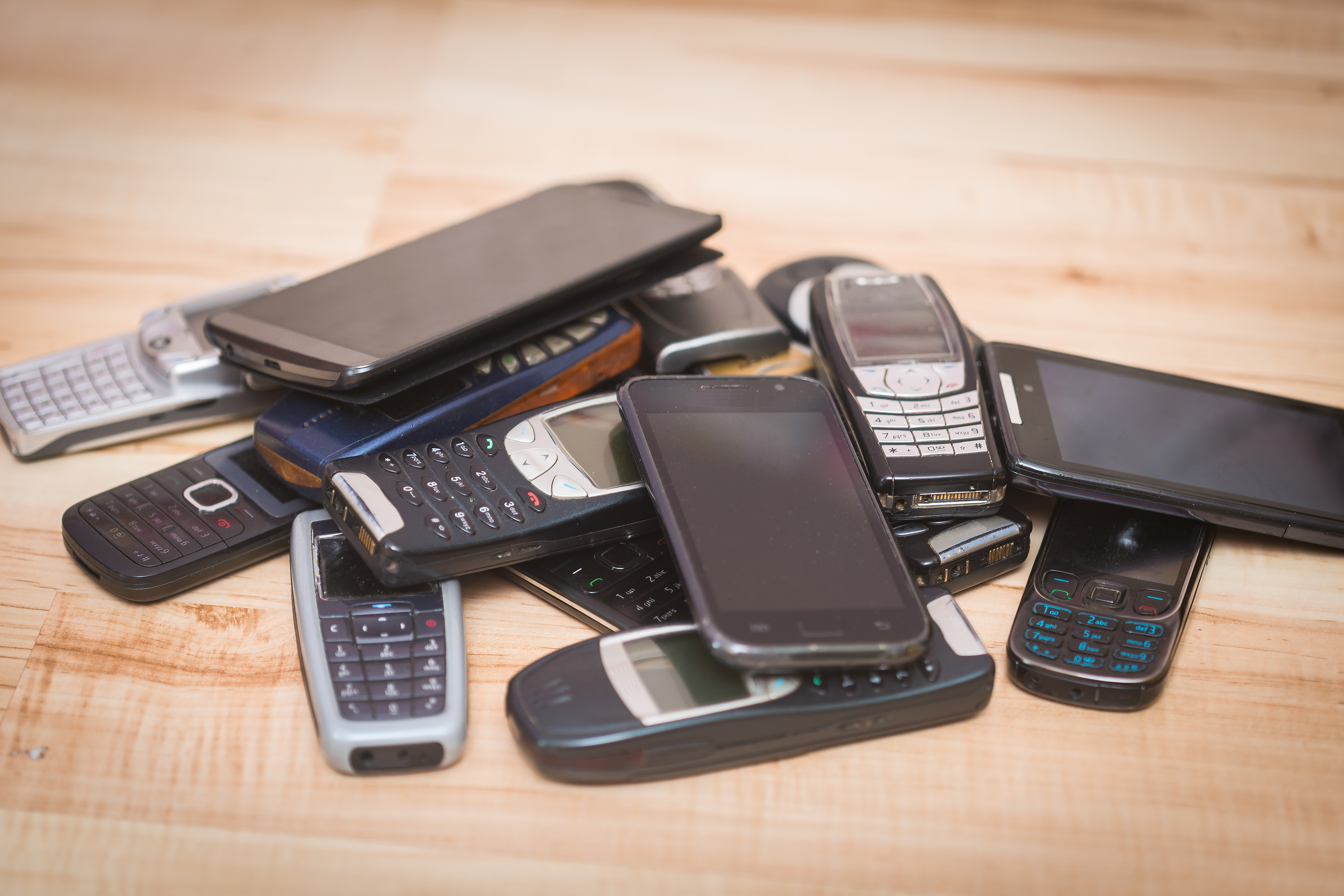 Mobile phones in a heap
