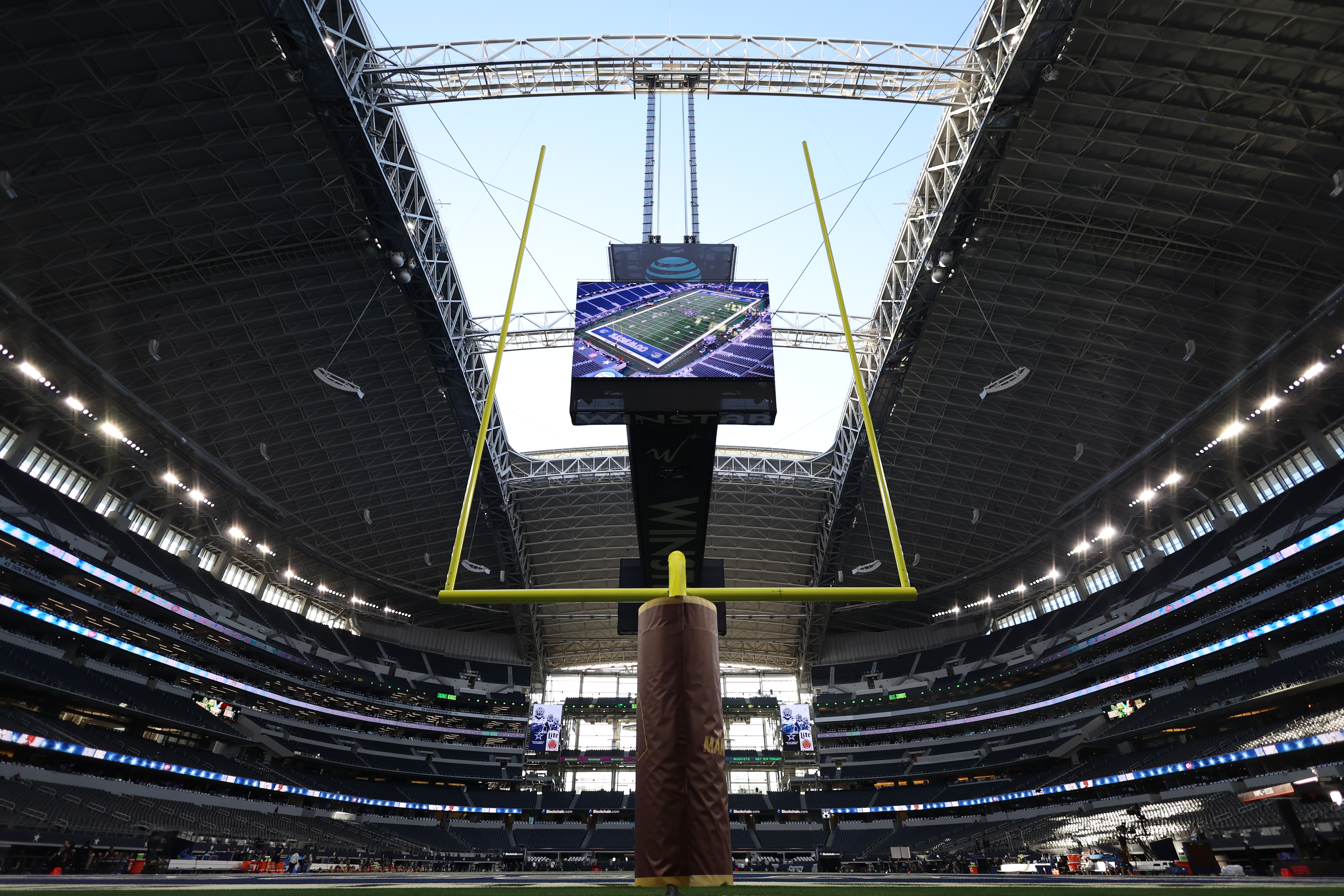 The scoreboard at AT&amp;amp;T Stadium in Arlington, Texas