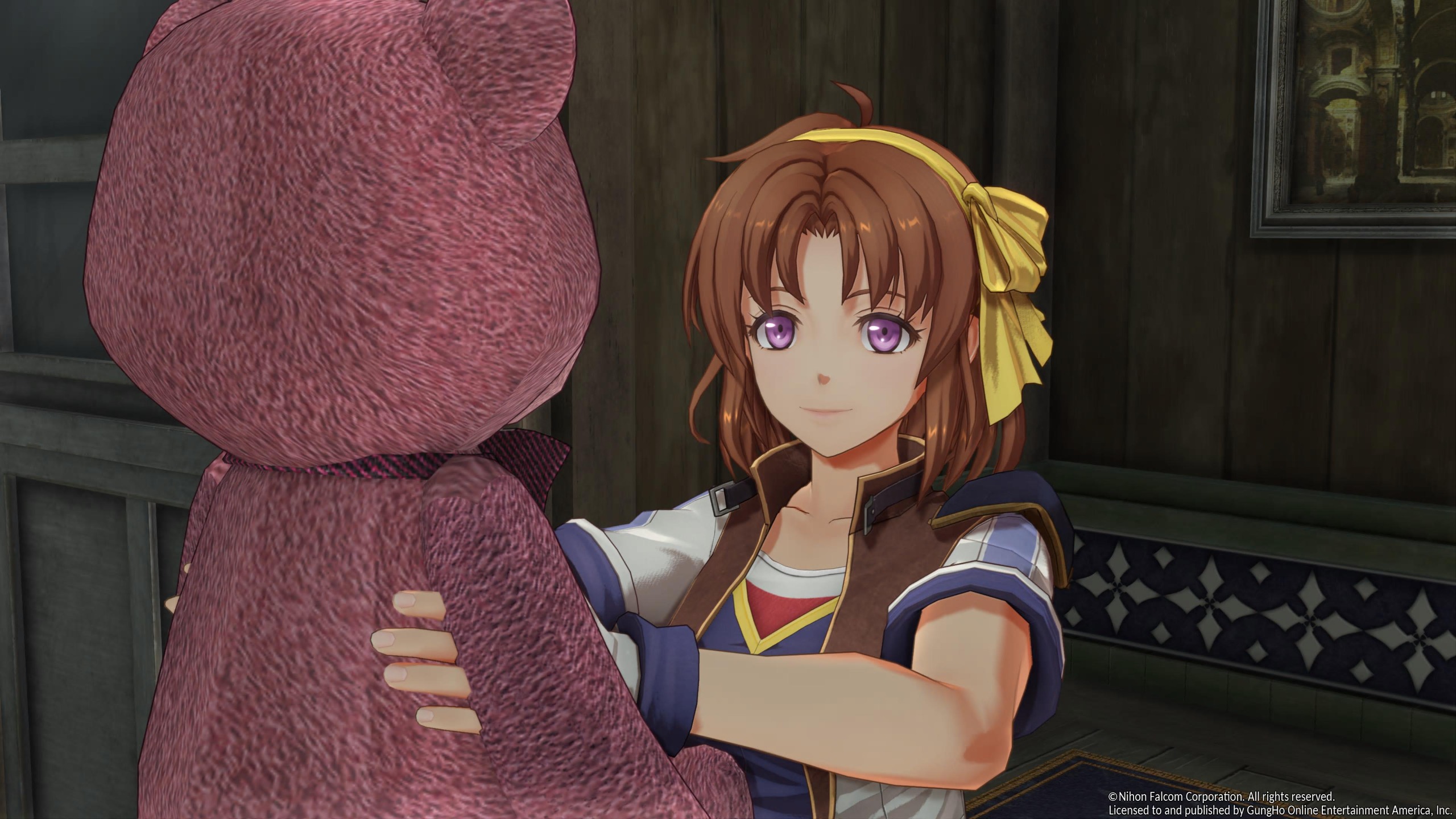 Anelace holds a plush bear in Trails in the Sky Second Chapter