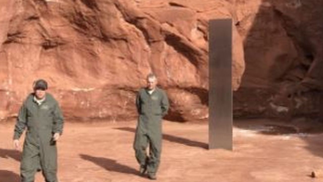 The mysterious slab of metal is inspected by Utah state officials.