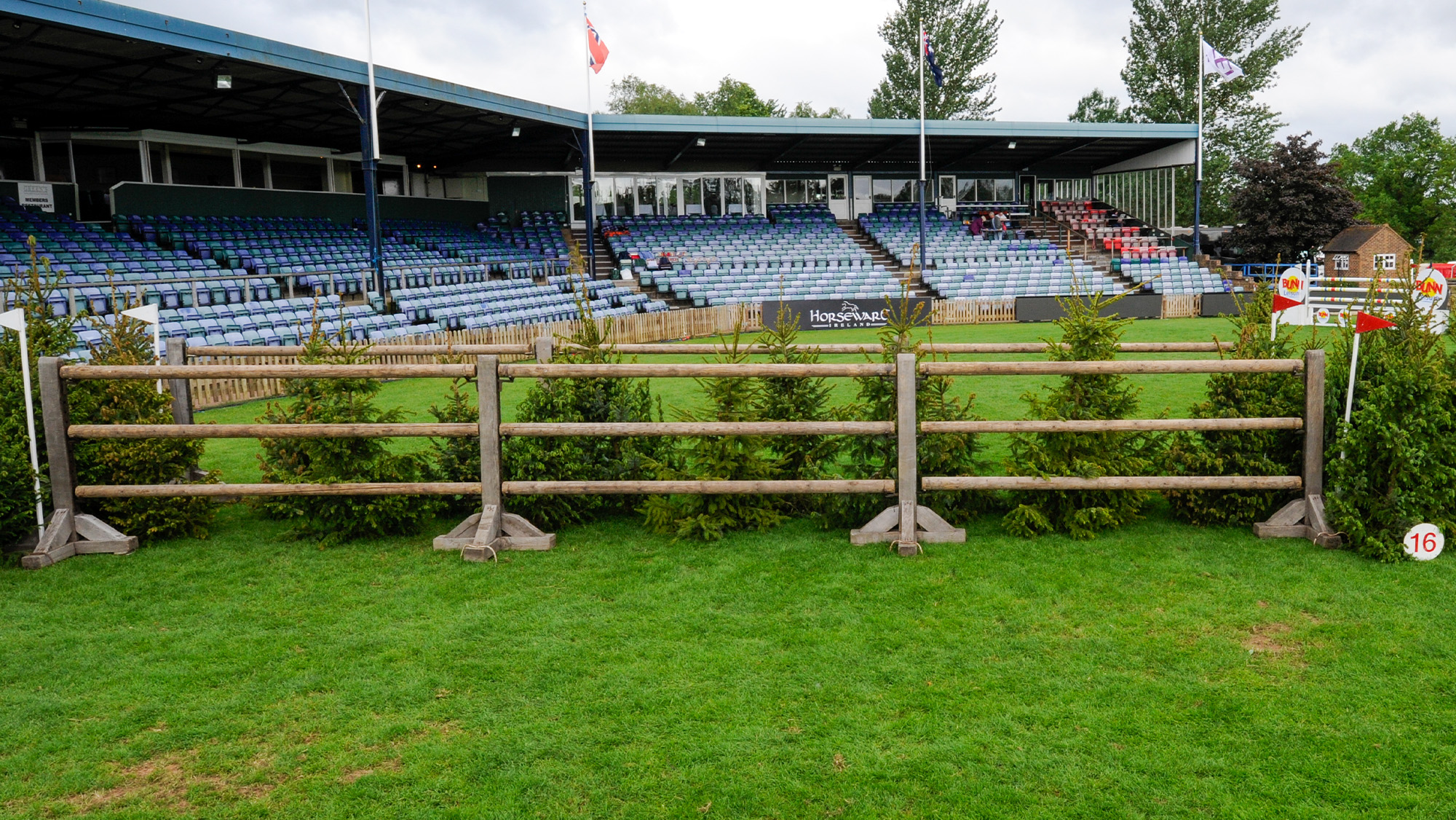 Rustic oxer fence on Hickstead Derby course