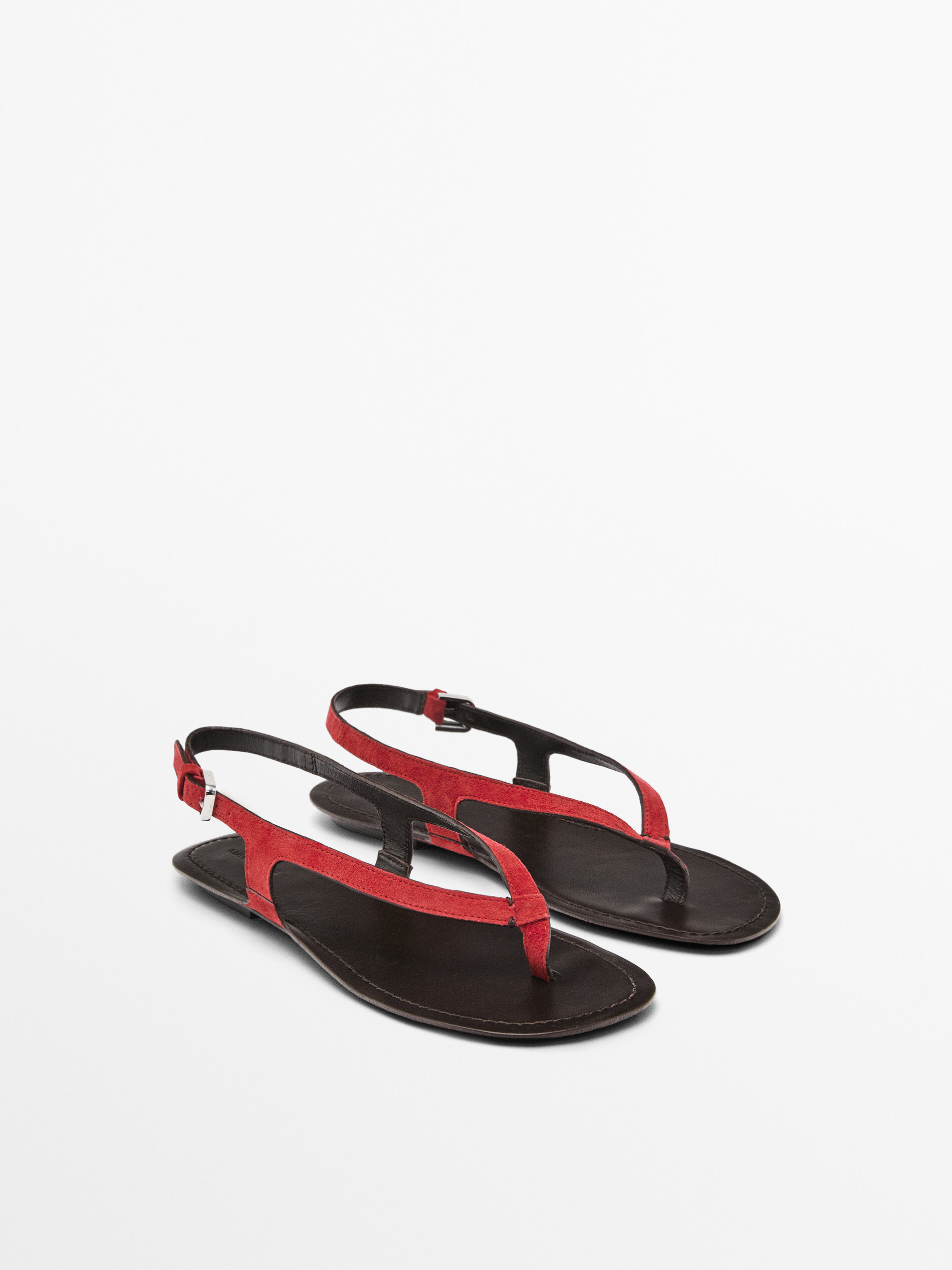 Split Suede Flat Sandals