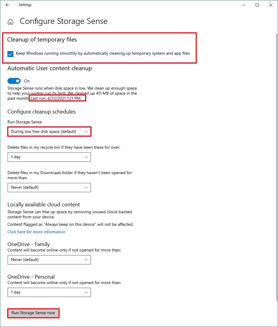 Configure Storage Sense