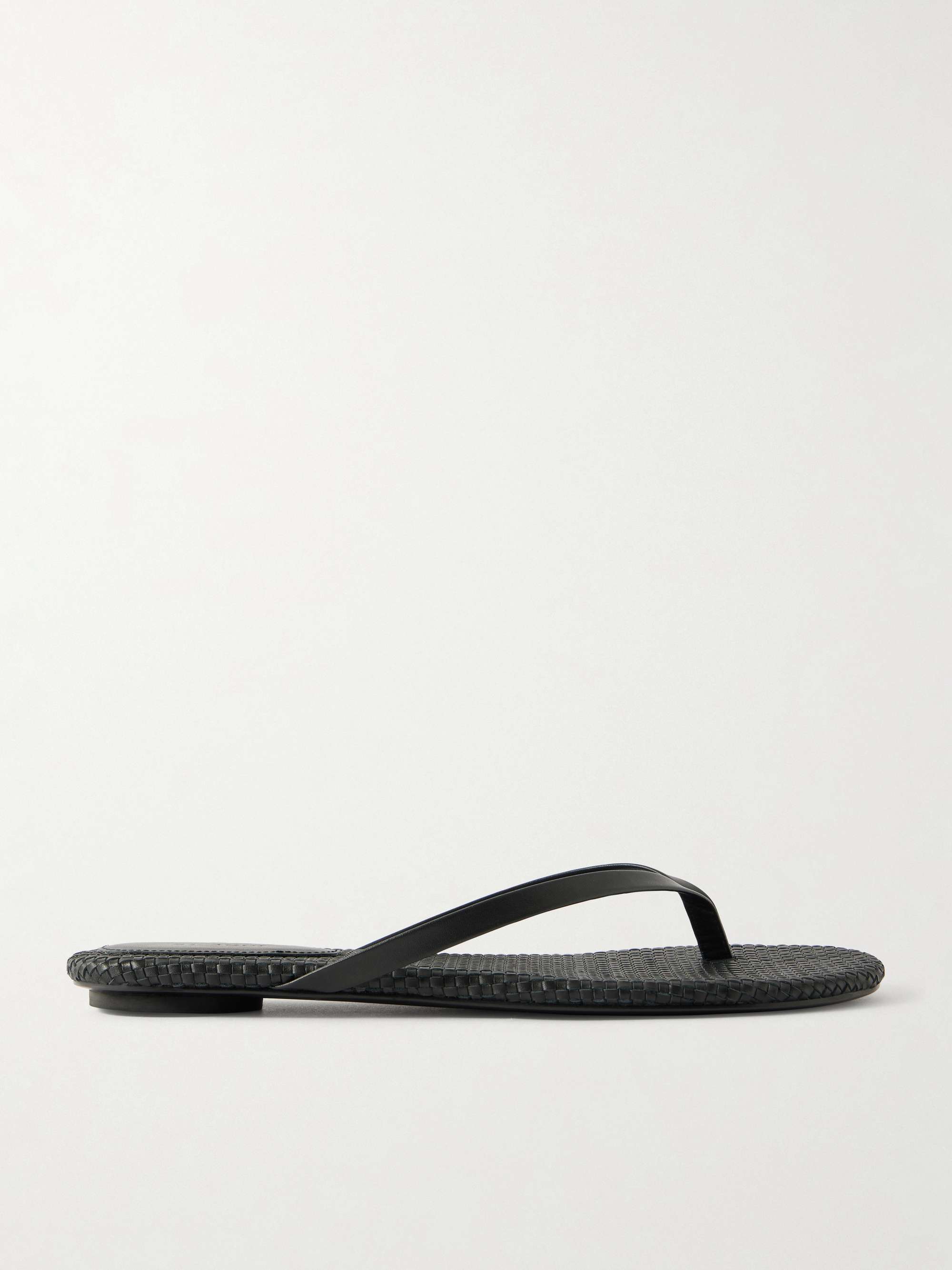 Woven Leather Flip Flops