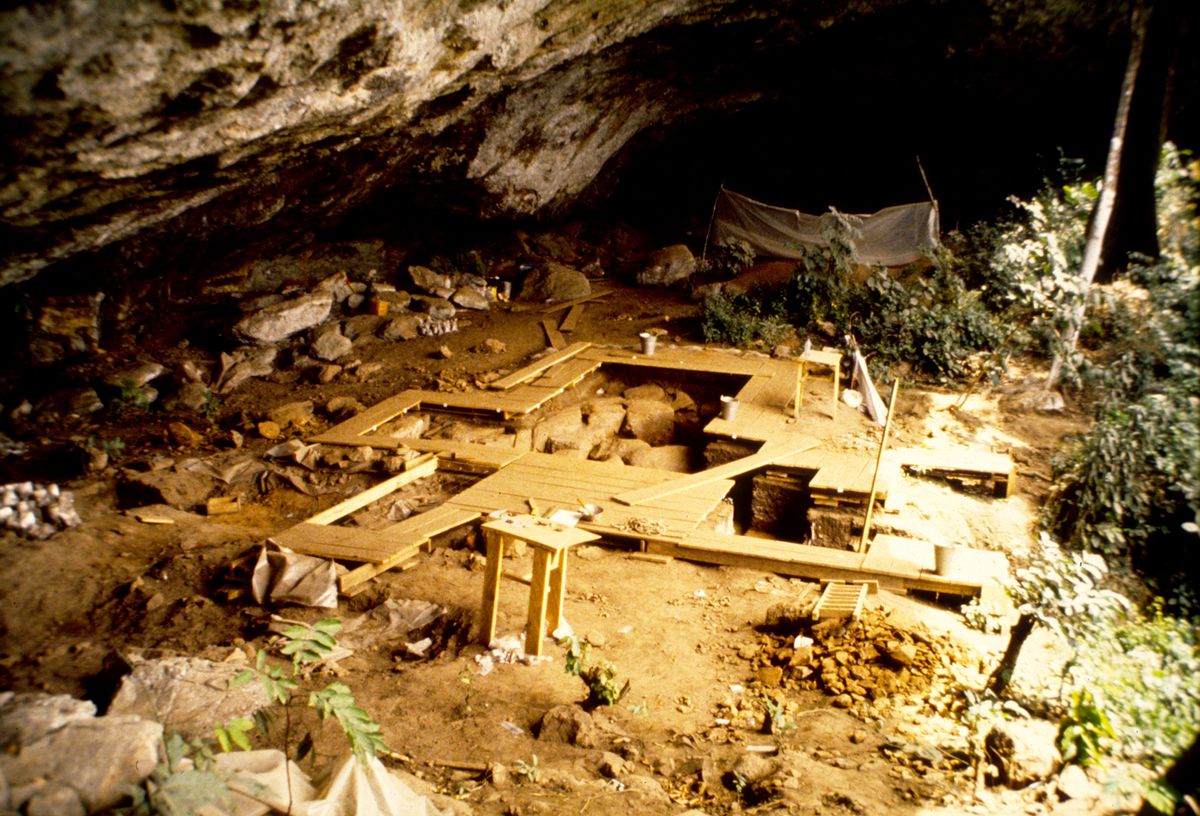 The rock shelter at Shum Laka in Cameroon. Surprisingly, the ancient people who lived at this rock shelter are not related to the people in the region today. 