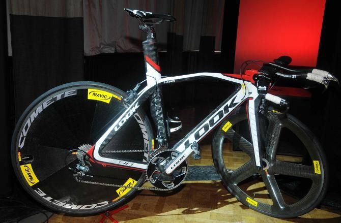 The team had a Look time trial bike on show