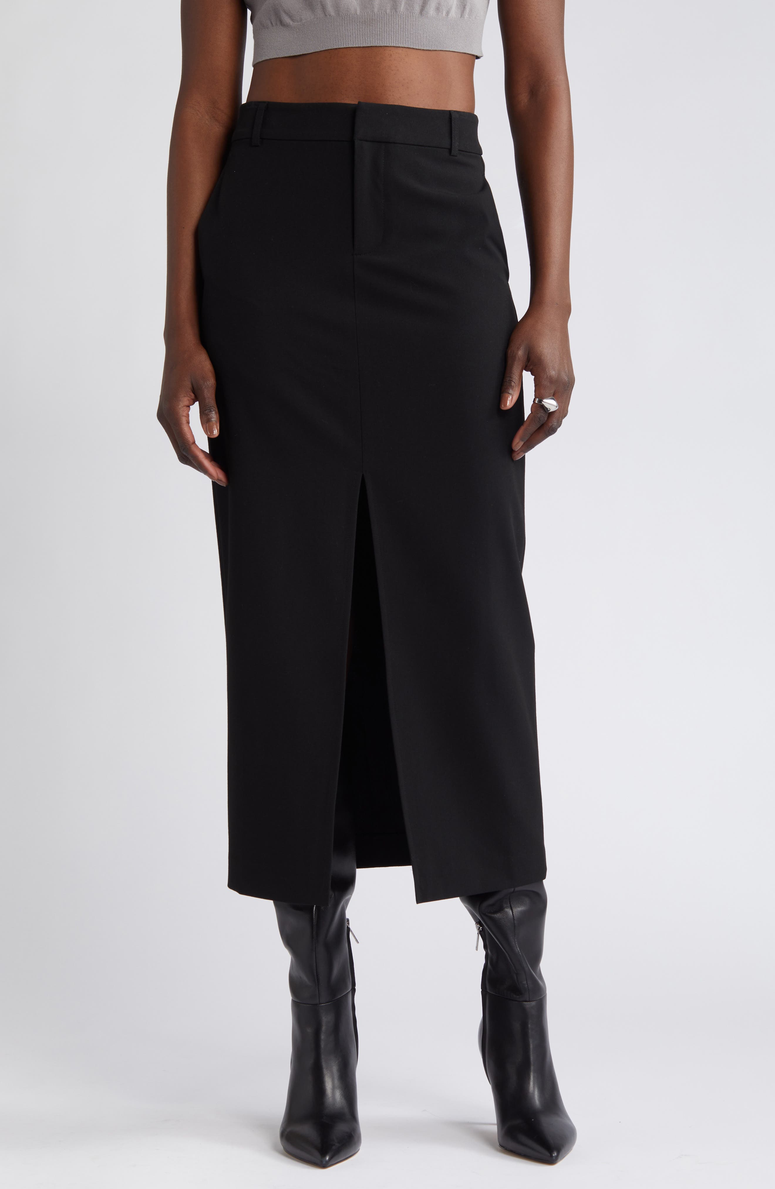 Suited Midi Column Skirt