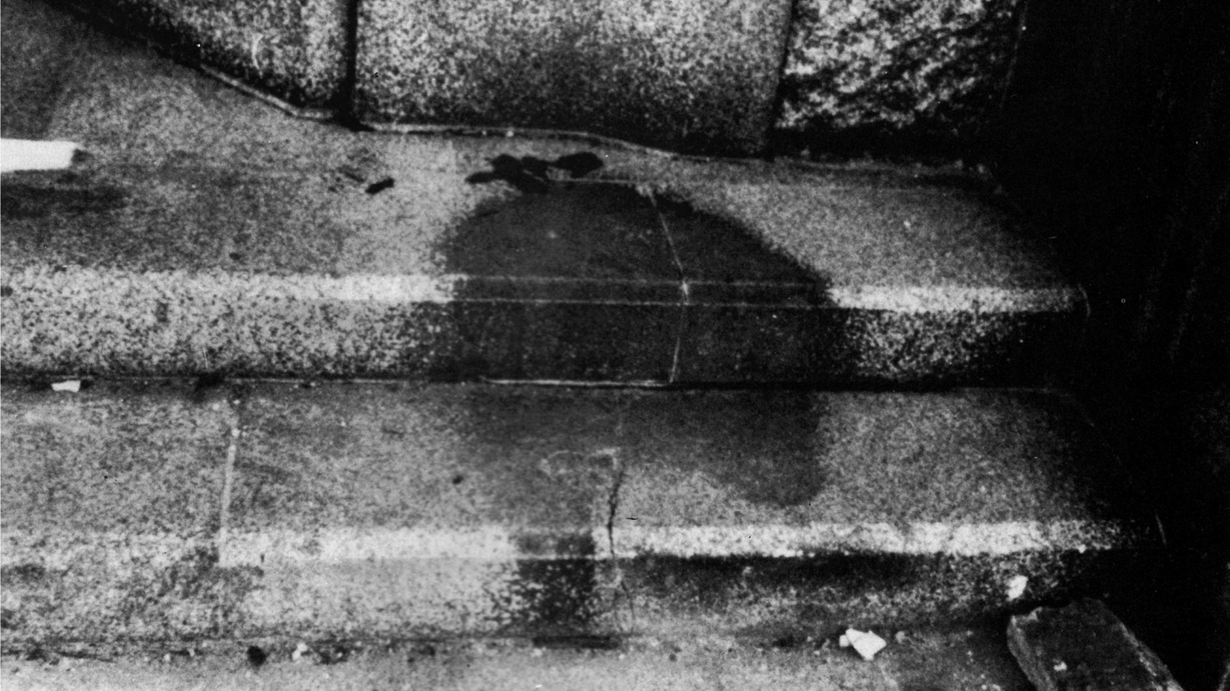 A human shadow on the steps of a bank in Hiroshima, following the explosion of the nuclear bomb in August 1945.