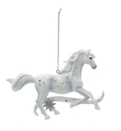 Silver and White Horse Ornament