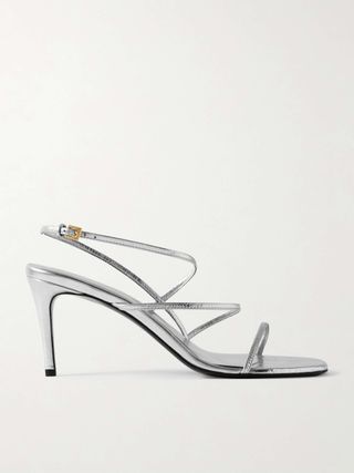 Loop Metallic Crinkled-Leather Sandals