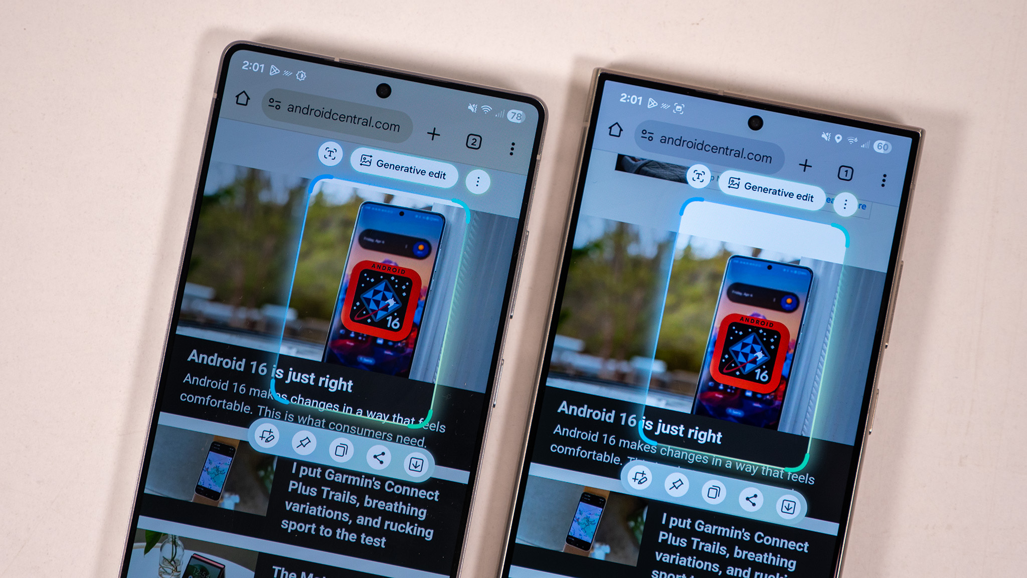Comparing the AI Select feature between One UI 7 and One UI 8