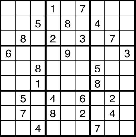 An unsolved sudoku.