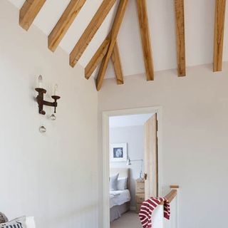 wooden beams in new build home