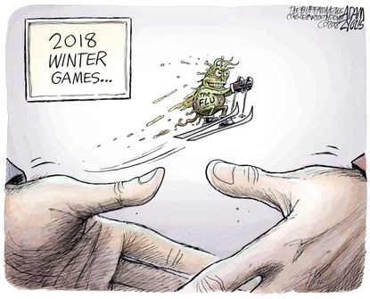 Editorial cartoon U.S. Flu epidemic Olympics 2018