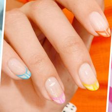 Nail, Nail polish, Finger, Manicure, Nail care, Cosmetics, Hand, Peach, Service, Material property, 