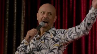 Maz Jobrani on stage at The Comedy Story in stand-up special
